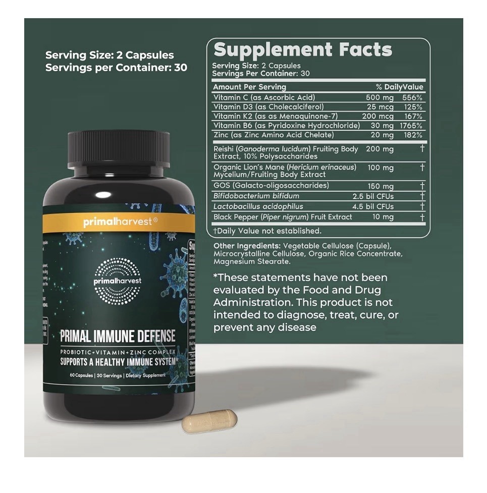 Primal Harvest Primal Immune Defense Probiotics Immune Booster Support 2 Pack