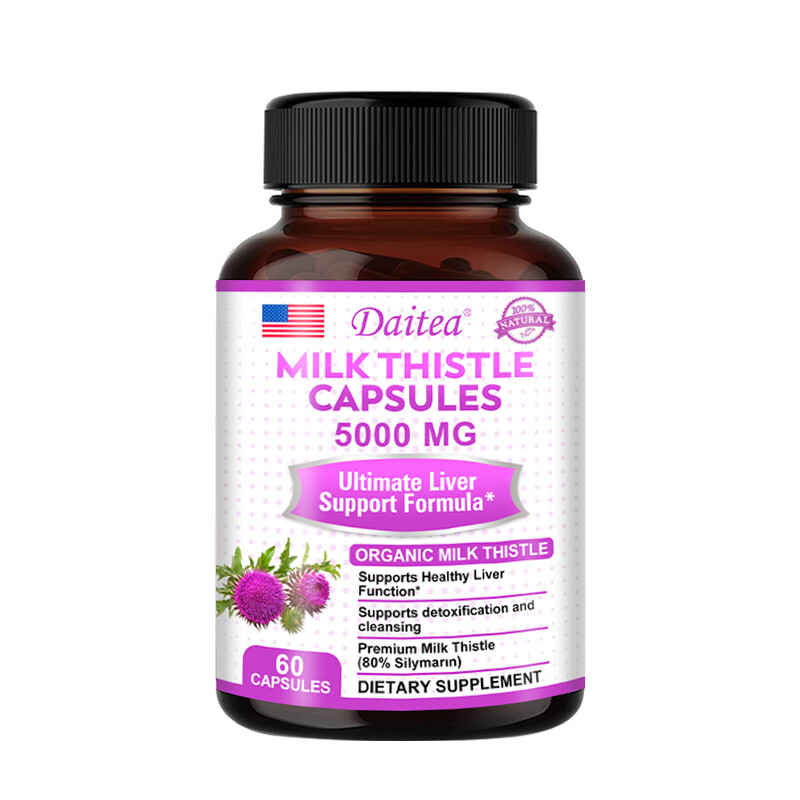 Milk Thistle Capsules 5000mg Silymarin liver cleanser liver detox cardio organic