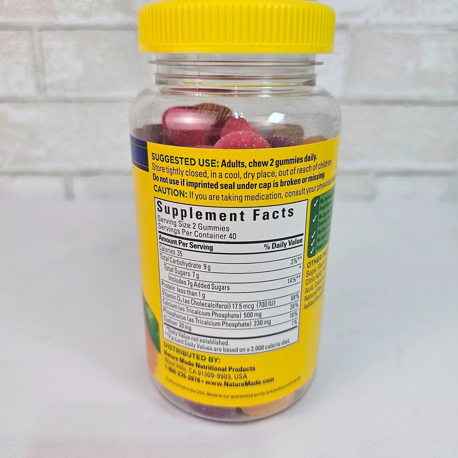 Nature Made Calcium Gummies 500mg w/ D3 80 Count Sealed Exp 12/2027