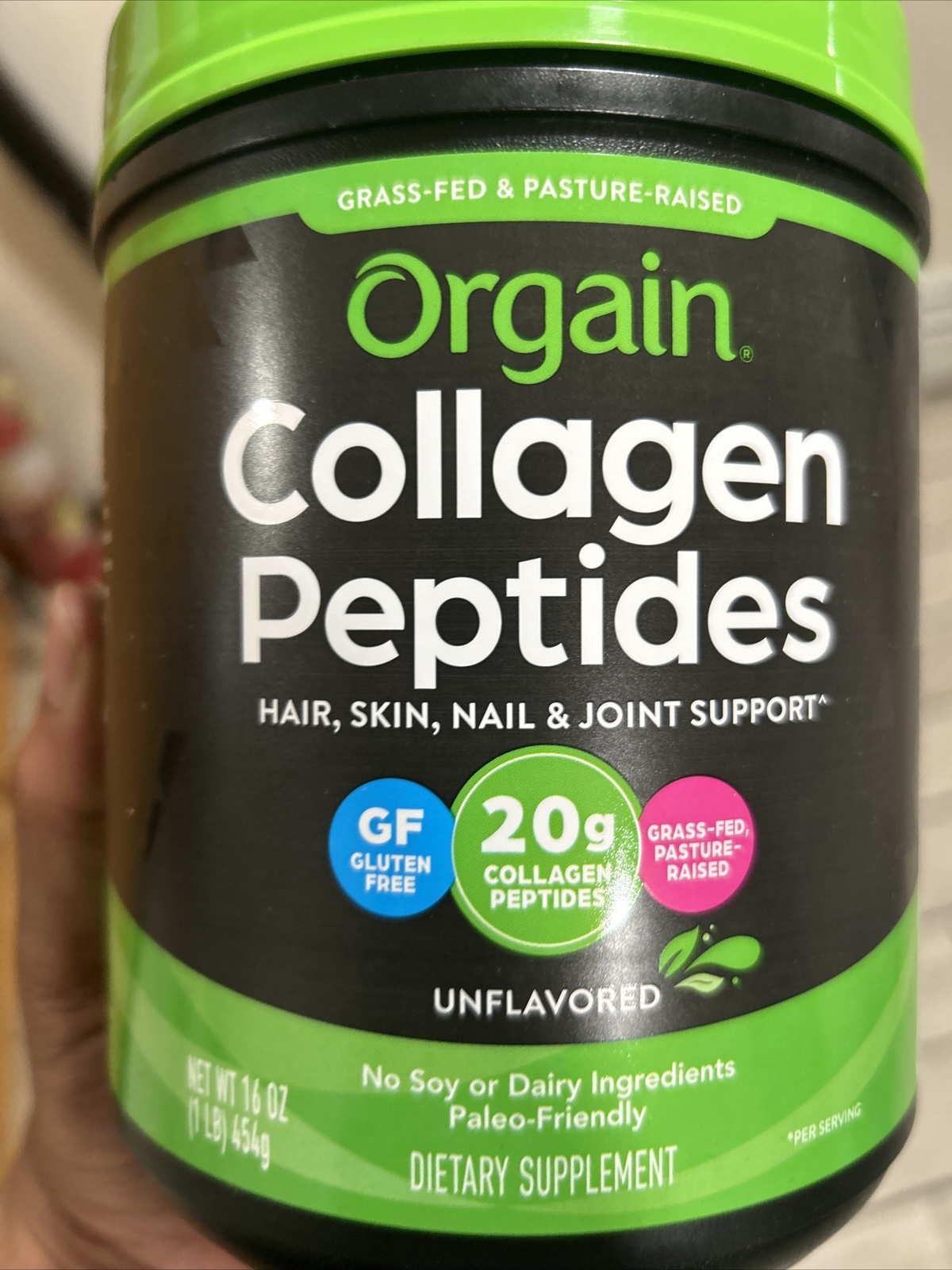 Orgain Hydrolyzed Grass Fed Collagen Peptides Powder, Unflavored, 20g Collagen