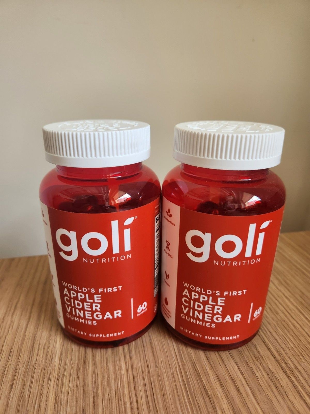 Goli Apple Cider Vinegar Gummies Set Of 2 Containers 60ct Each NIB