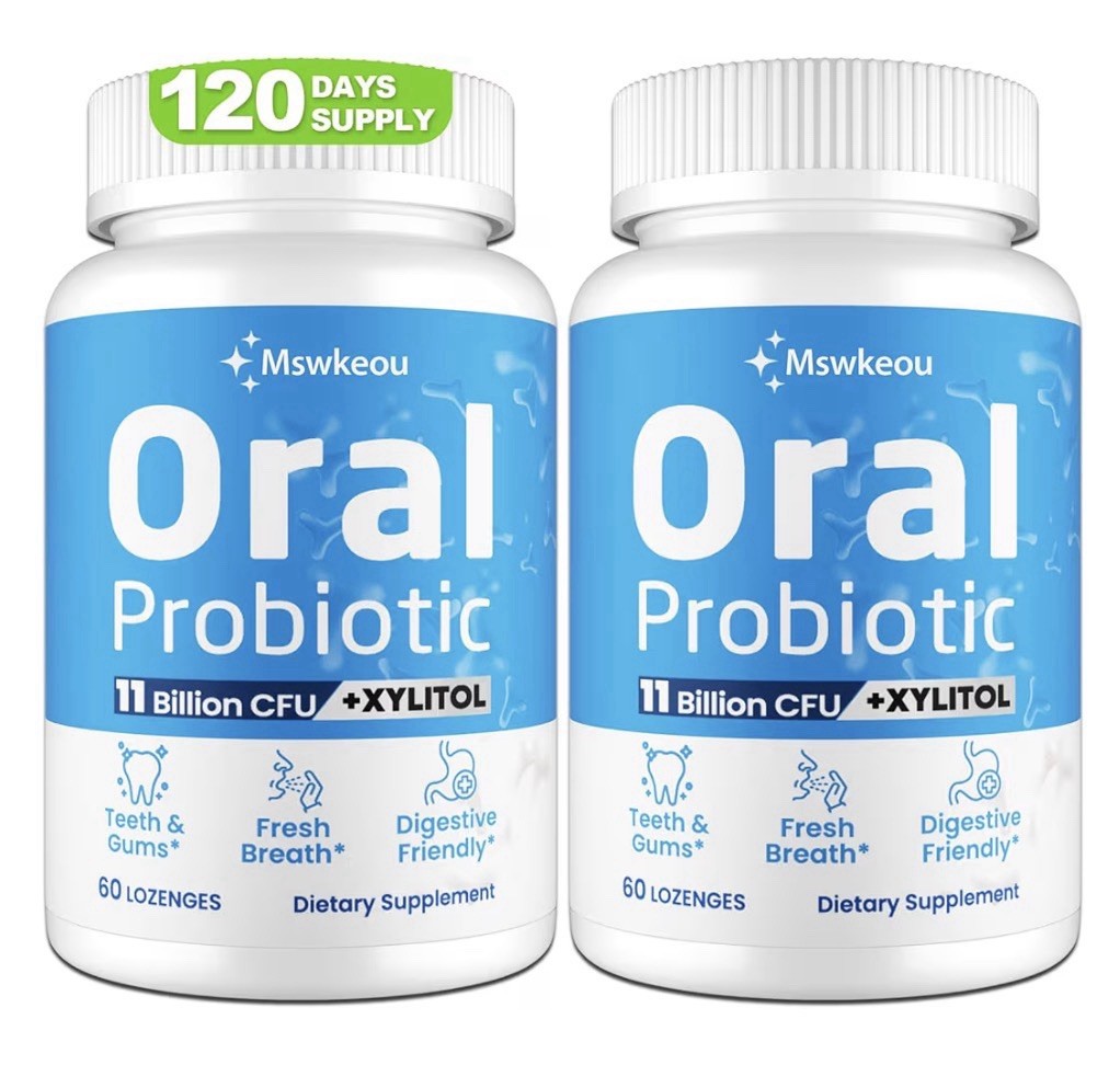 2 Packs Mswkeou Oral Probiotics for Mouth Bad Breath for Adults 11 Billion CFU