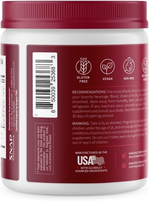 Snap Heart Beets Powder USDA Cardiovascular Superfood Nitric Oxide Booster