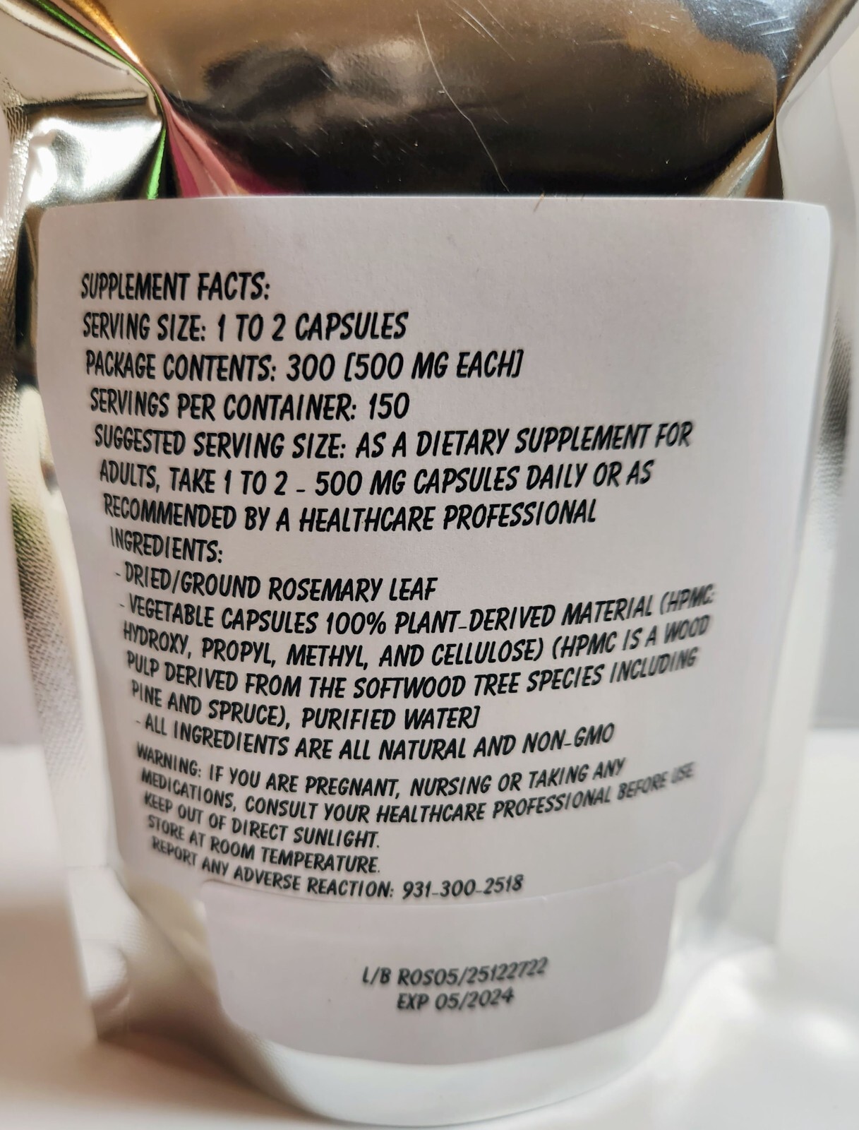 Rosemary Capsules – Made Fresh on Demand – Made in US
