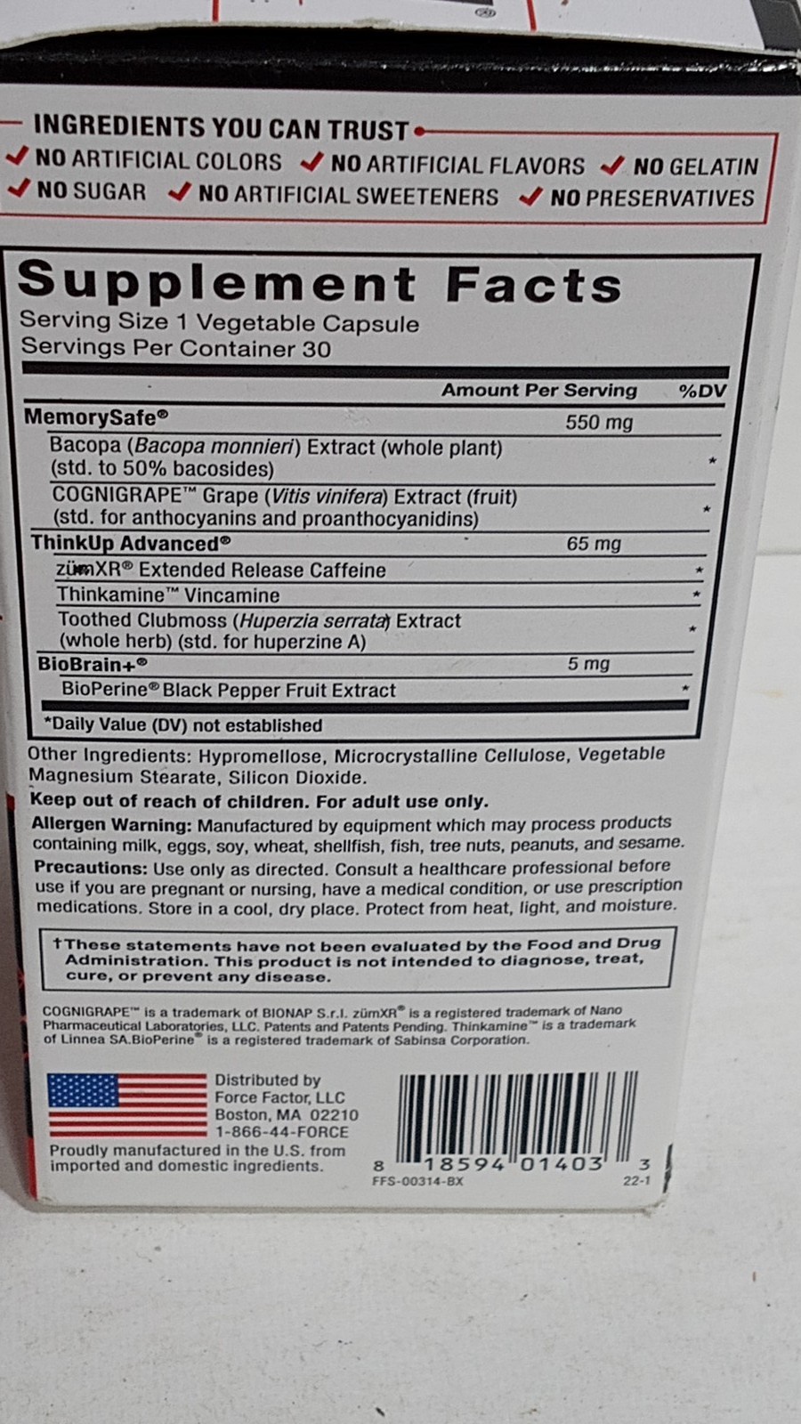 Force Factor Forebrain Nootropic Supplement for Memory & Cognitive Performance