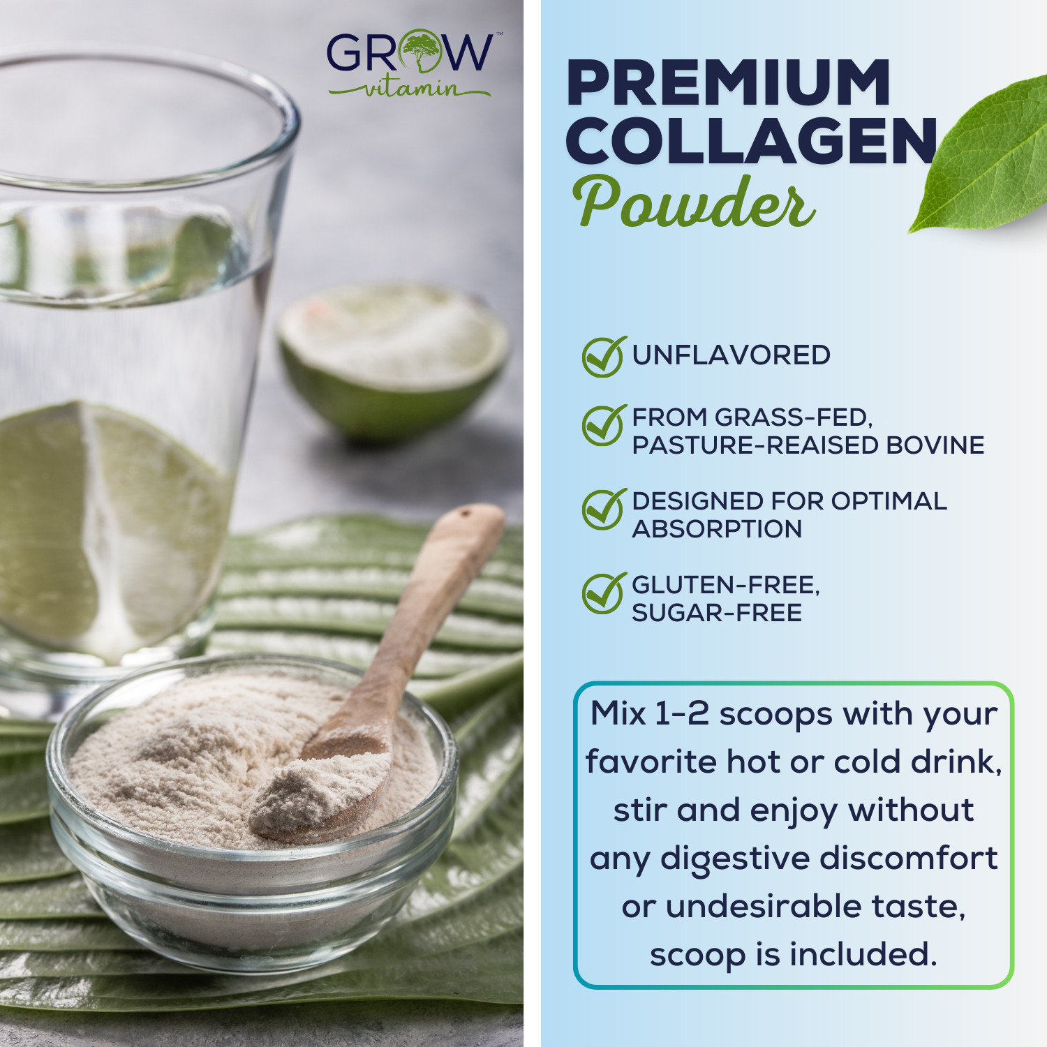 Collagen Peptides Powder with Biotin and Hyaluronic Acid