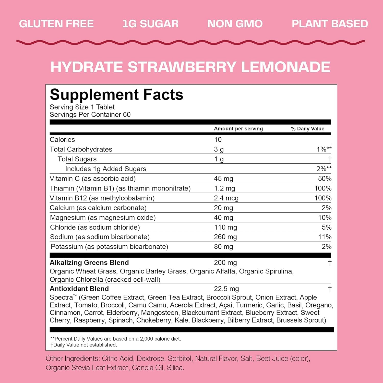Electrolyte Tablets Fizzy Greens Water Flavoring Tablet w/ Vitamins, Hydrate