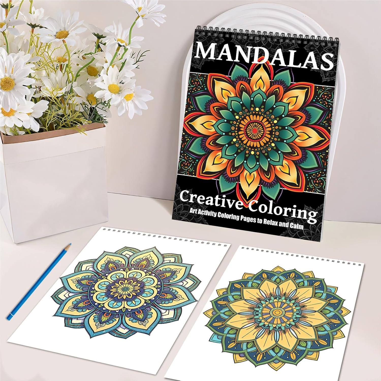 Mandala Coloring Books for Adult Women Spiral Bound Page Printed Single-Sided Gi