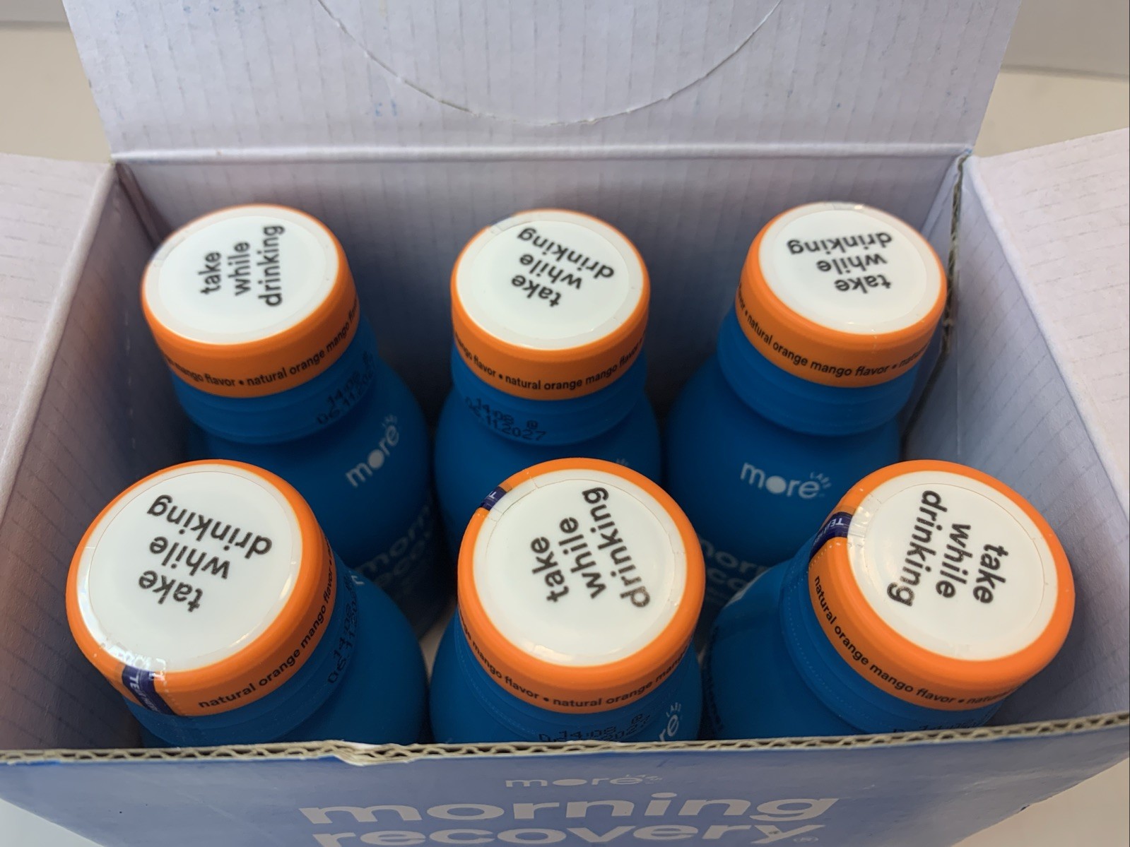 MORE Morning Recovery Hangover Prevention Drink Orange Mango 3.4 OZ 6 pack NIB