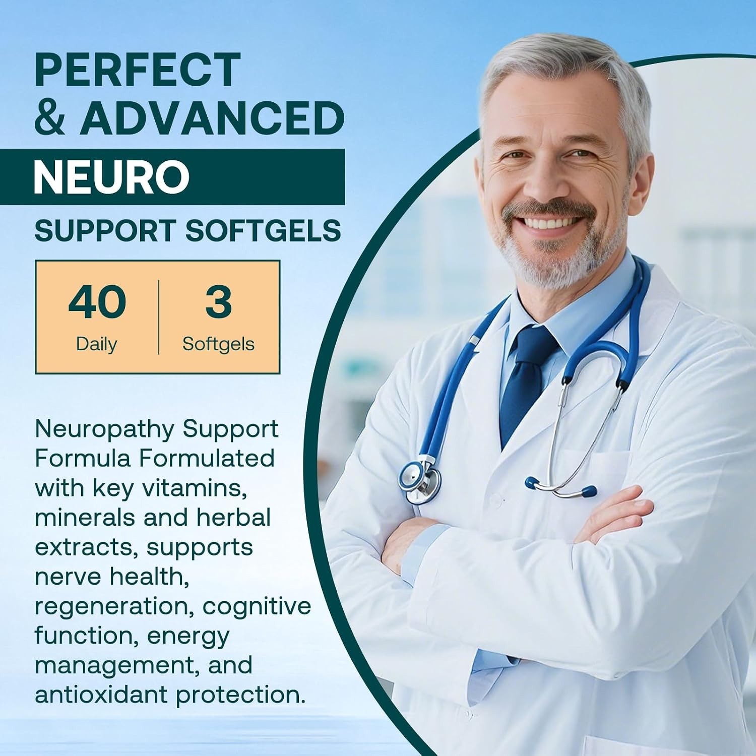 2-Pack Neuropathy Support Alpha Lipoic Acid Benfotiamine NAC B-Complex 120 Each