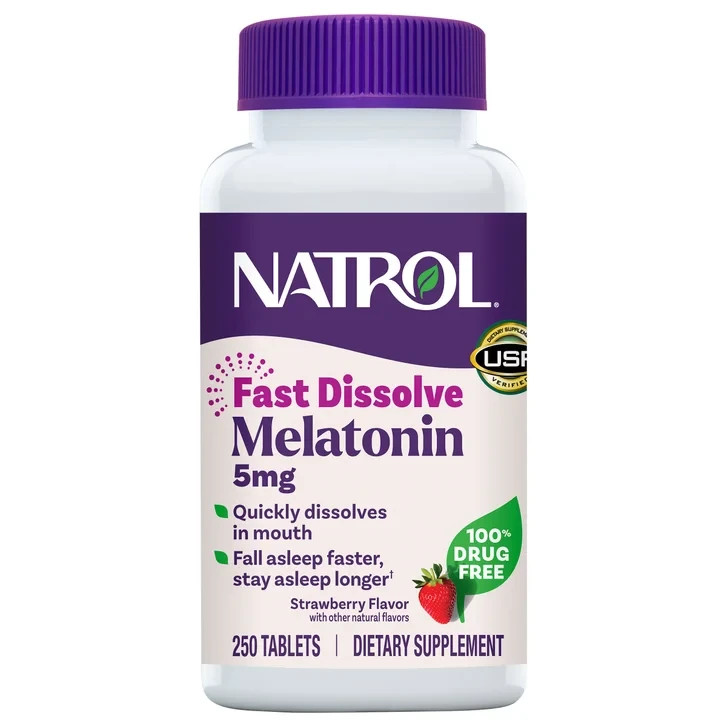 Natrol Melatonin 5mg 250 Ct Fast Dissolve Sleep Aid Tablets Exp:06/27 Strawberry