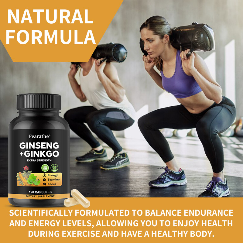 Korean Panax Ginseng 1650mg w/ Ginkgo Biloba for Memory Focus Energy Stamina