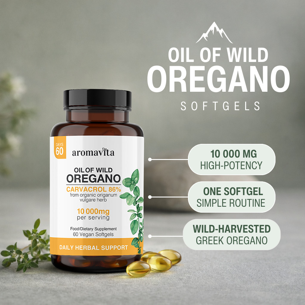 Aromavita Wild Oregano Oil Softgels 10000mg– Immune & Digestive Support