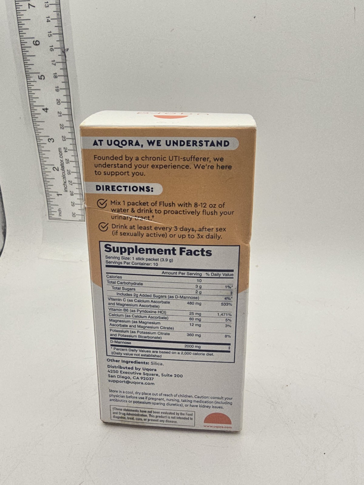 Uqora Flush D-Mannose Urinary Care Drink Mix Unflavored 10 Packets exp 12/26