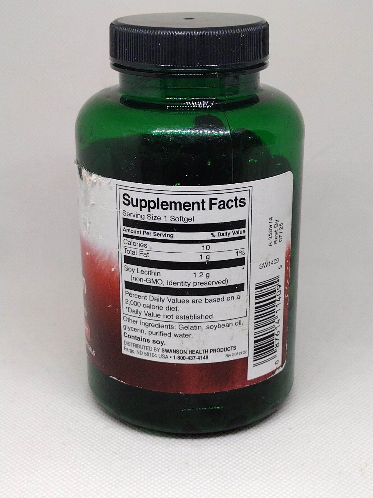 Swanson Soy Lecithin, 90 softgels. Expiration date- 07/2025