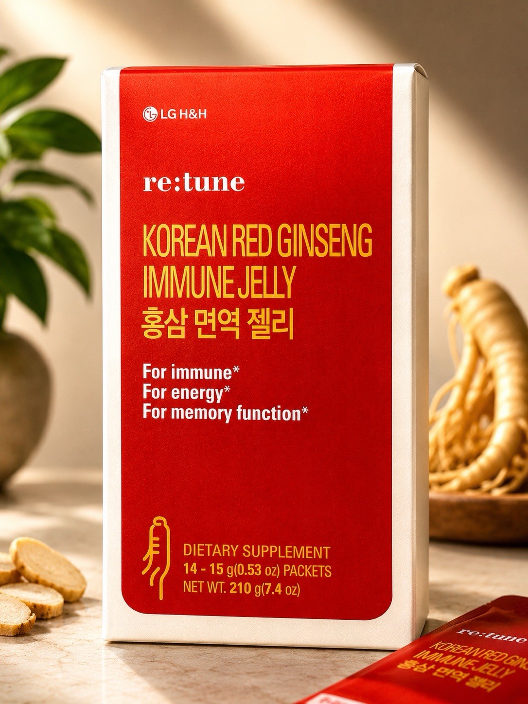 re:tune Korean Red Ginseng Immune Jelly 14 Pk 7.4oz Immune Energy Memory Support
