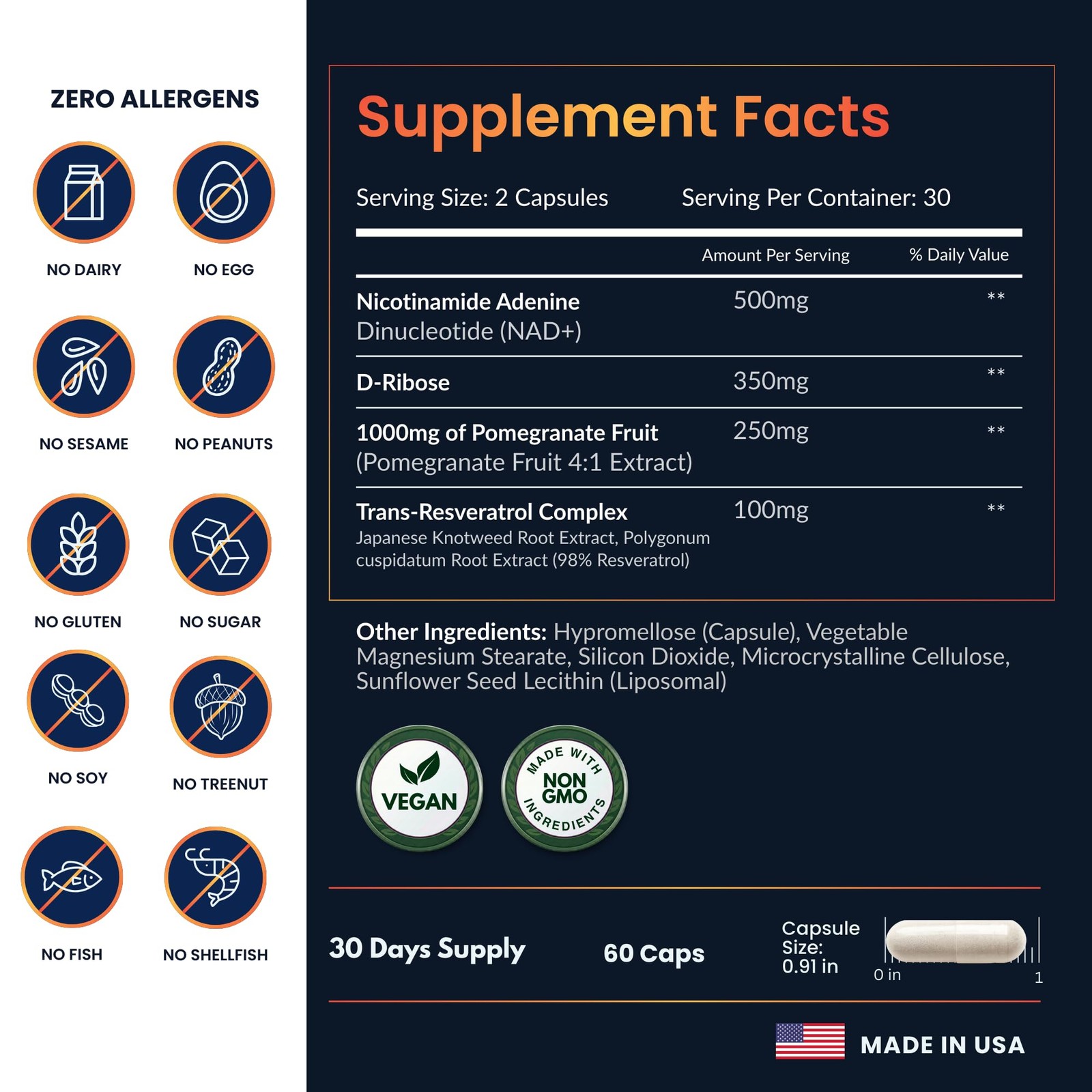 ForestLeaf NAD Resveratrol Capsules, Liposomal 60 Count (Pack of 1)