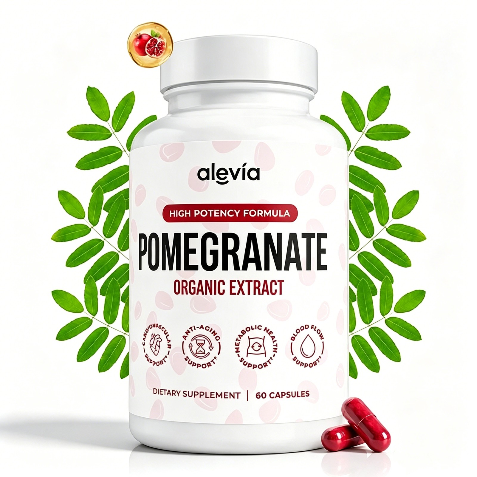 1-3 Pack Alevia Pomegranate Capsules 60ct Organic Extract Antioxidant