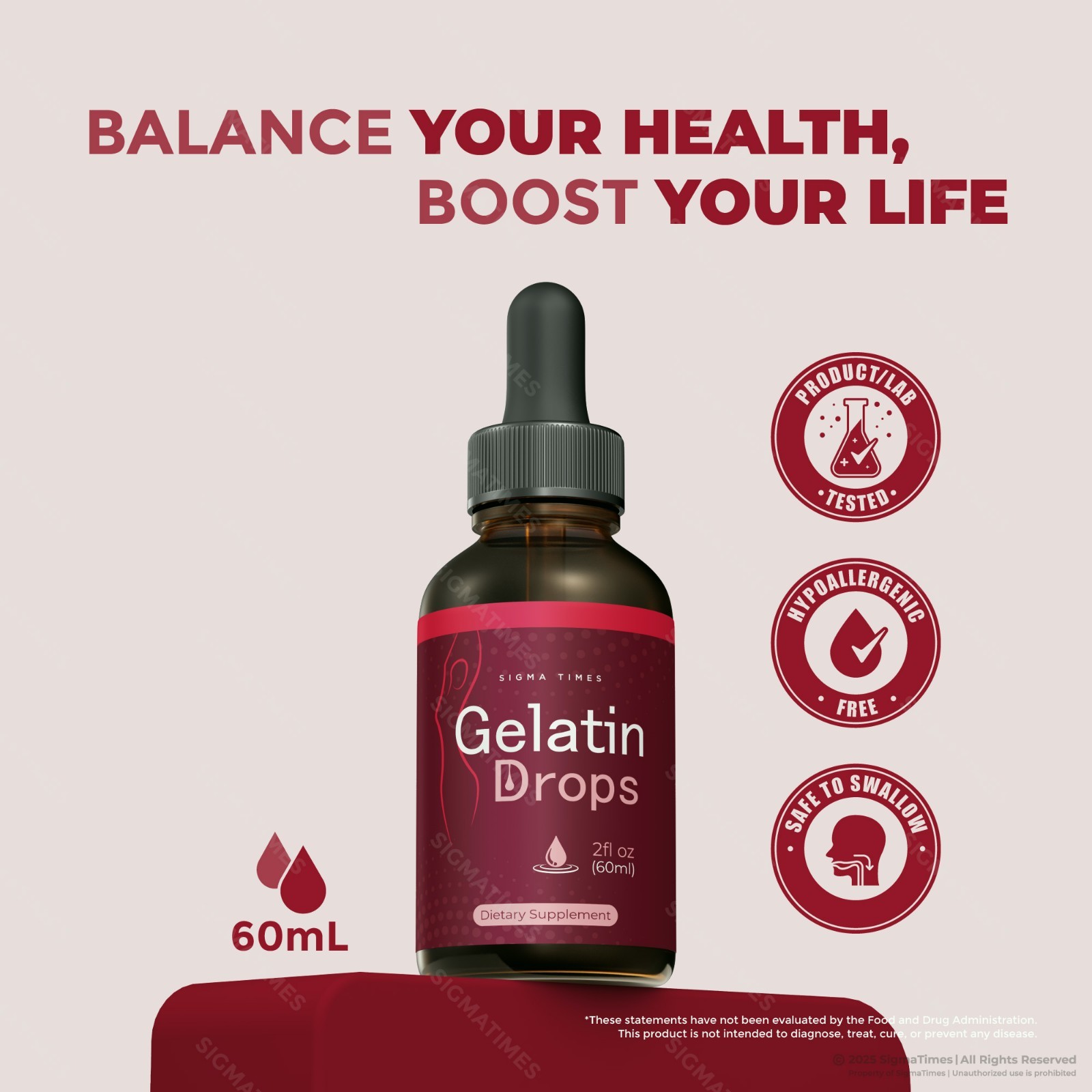 Gelatin Drops for Weight Loss, Liquid Supplement for Metabolism Boost (30 serv)