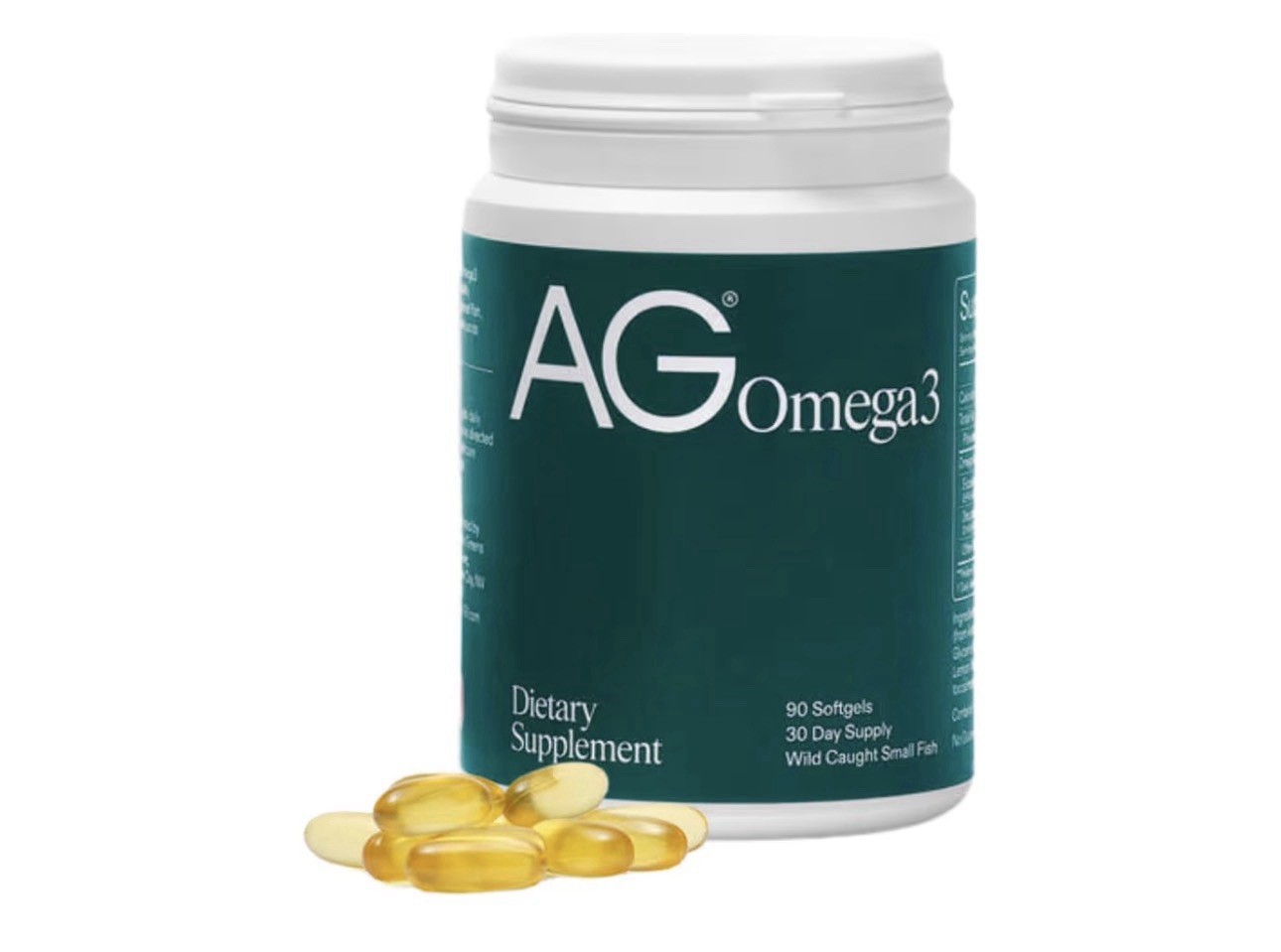 AG Omega-3 Supplement 90 Softgels Wild Caught Small Fish EPA DHA Lemon Flavor