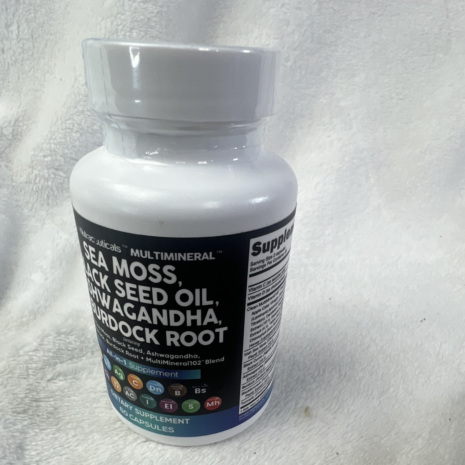Clean Nutraceuticals Sea Moss Black Seed Ashwagandha Burdock 60 Caps 3000mg