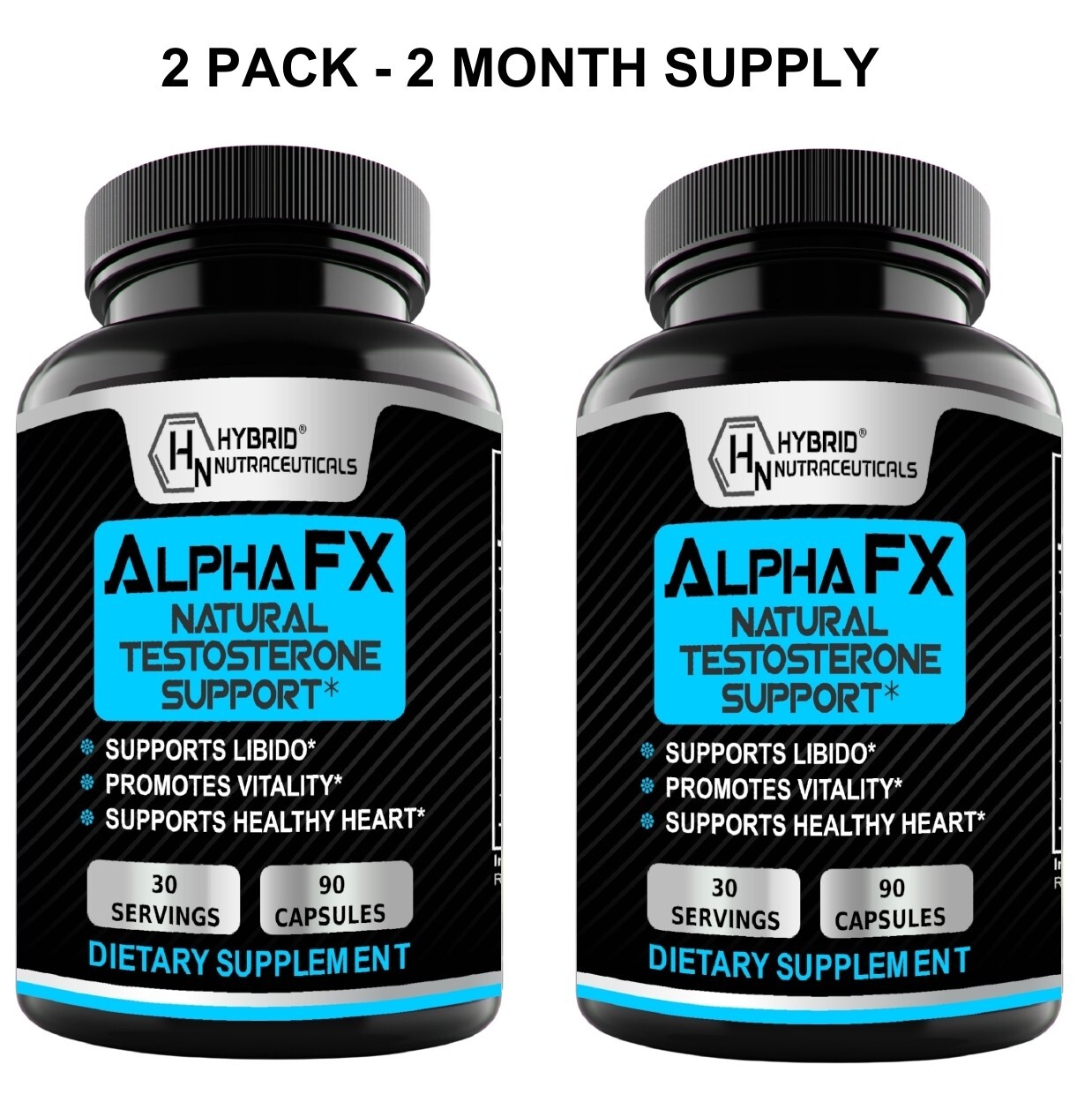 AlphaFX Men’s Testosterone Booster, Estrogen Blocker, Energy, Libido (2-Pack)
