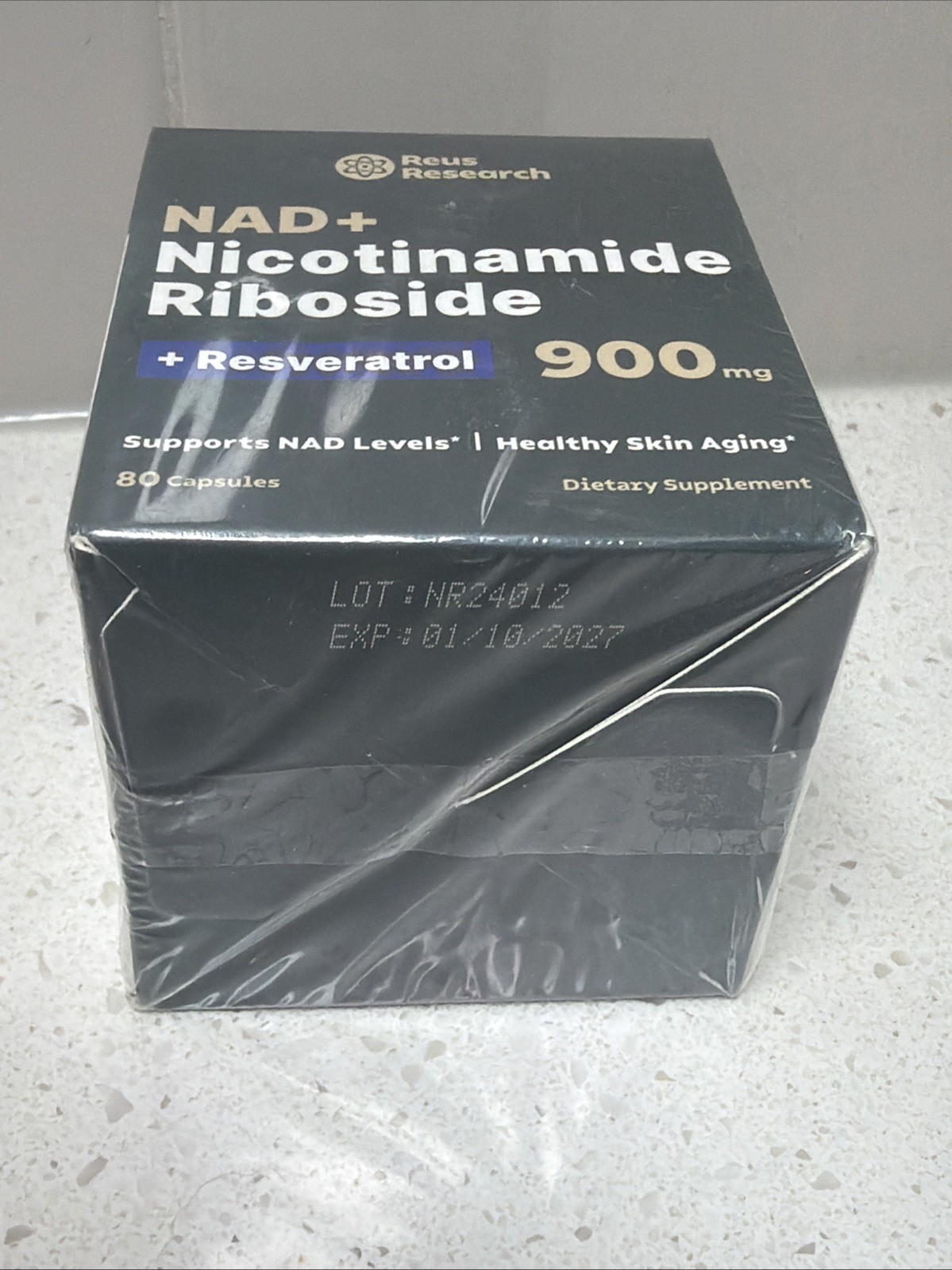 Reus Research NAD+ Nicotinamide Riboside 900 mg + Resveratrol, 80 Caps SEALED