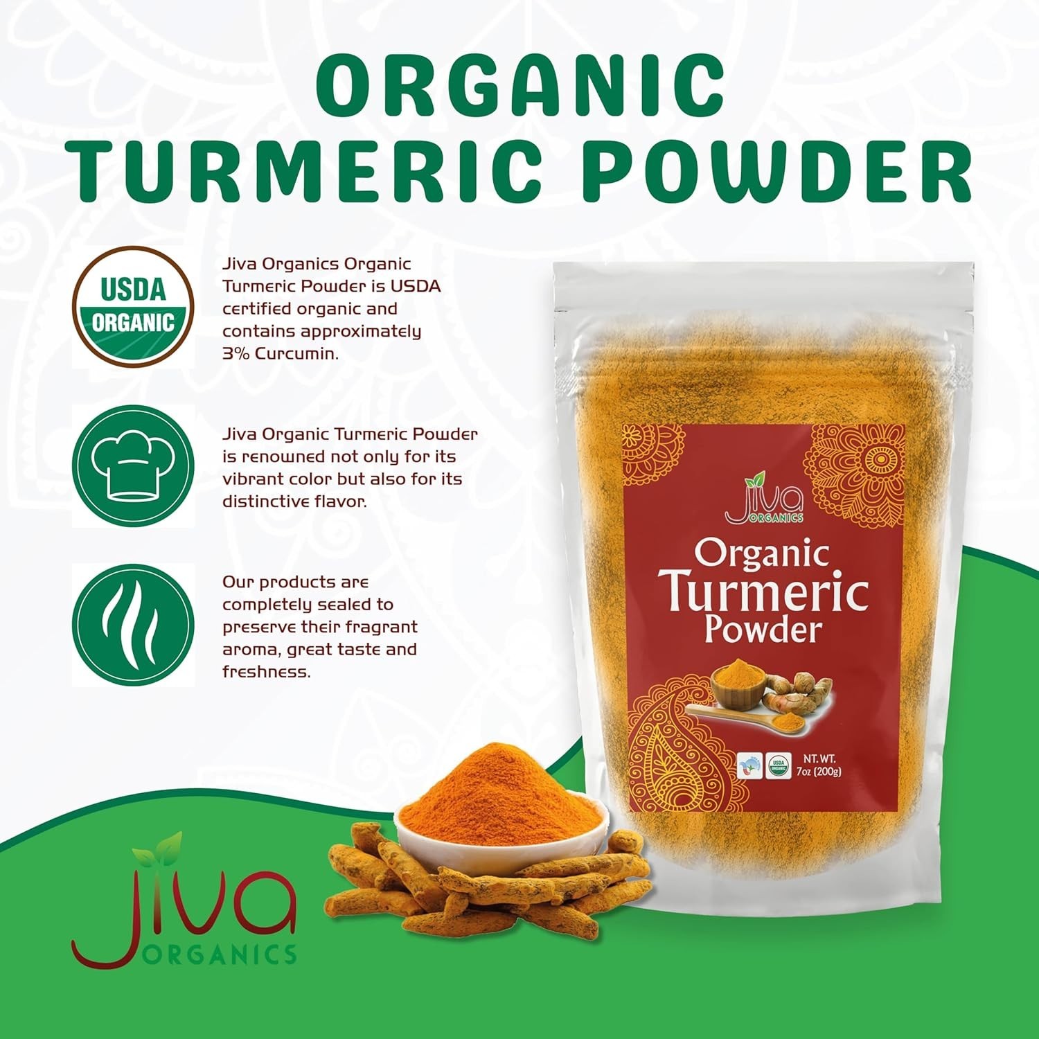 Polvo Orgánico de Cúrcuma – Curcuma Organica en Polvo Turmeric Powder 8Oz ys new