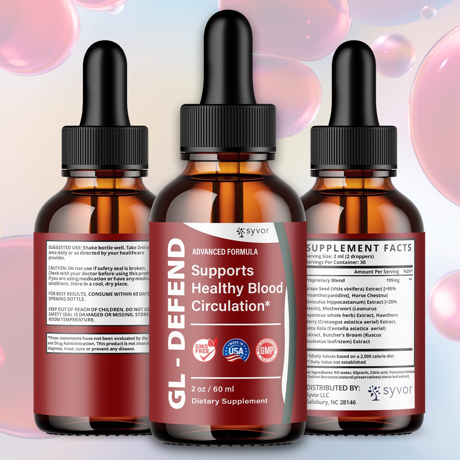 (5 Pack) GL Defend Blood Support Drops GLDefend Vitamin Supplement 150 Servings