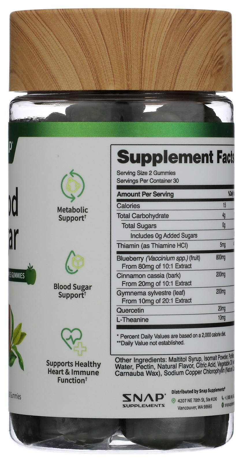 Snap Dietary Supplement Blood Sugar Support Green Apple Gummies 1 Pack