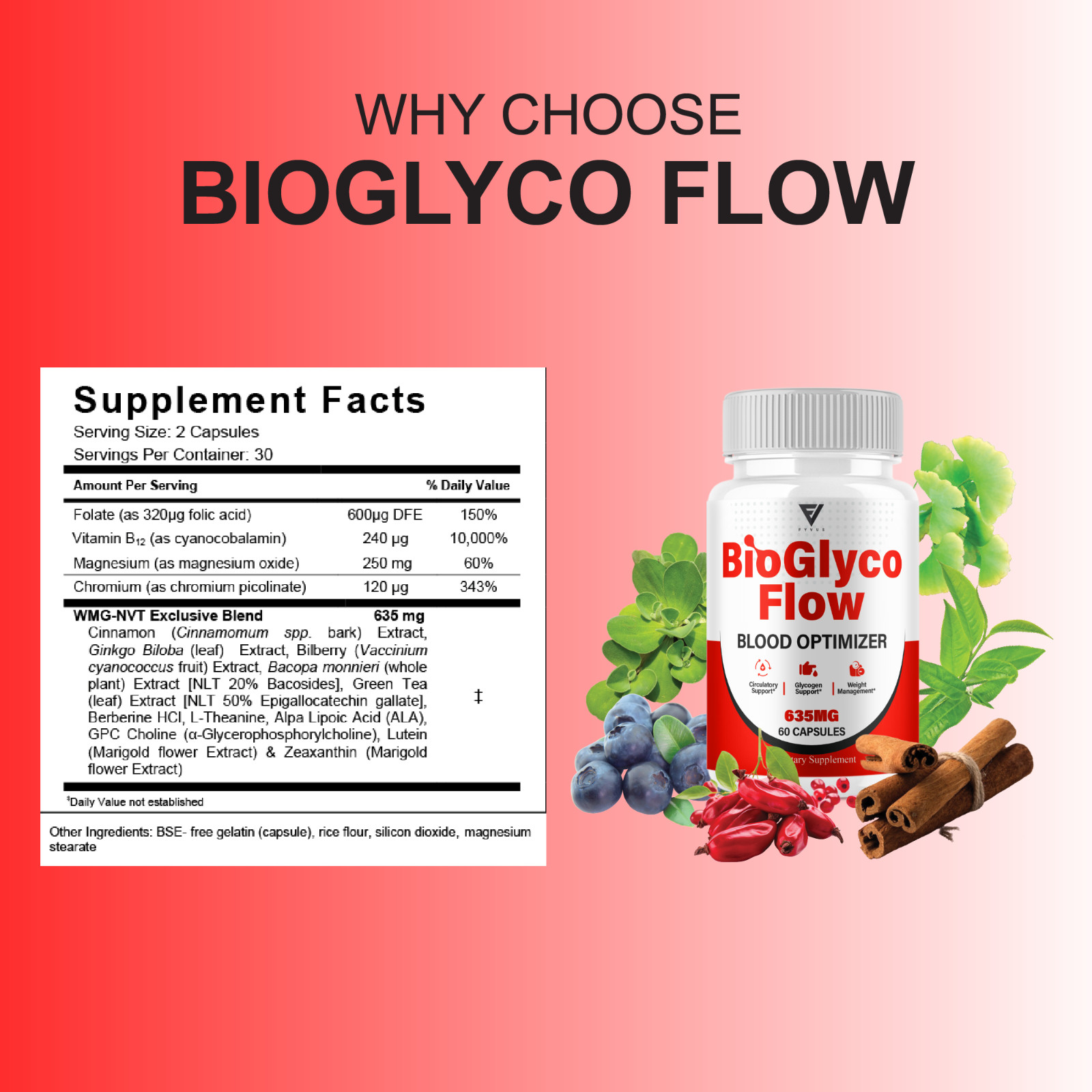 (3 Pack) BioGlyco Flow Blood Optimizer, BioGlyco Flow Supplement (180 Capsules)