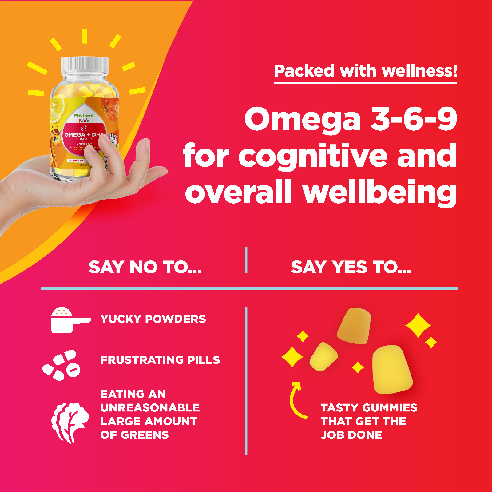 Vegetarian Omega 3 Gummies for Kids – Delicious DHA Omega 3 6 9 Gummy Vitamin