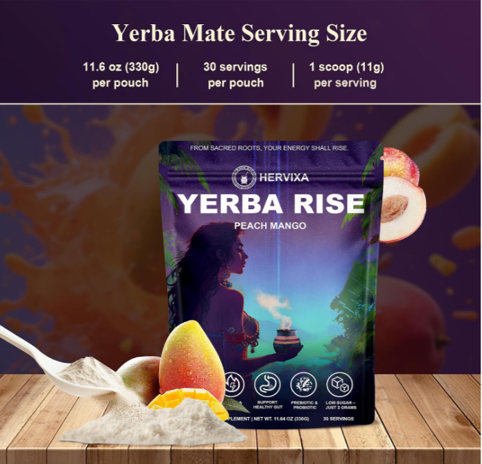 Yerba Mate Peach Mango Energy Tea Powder