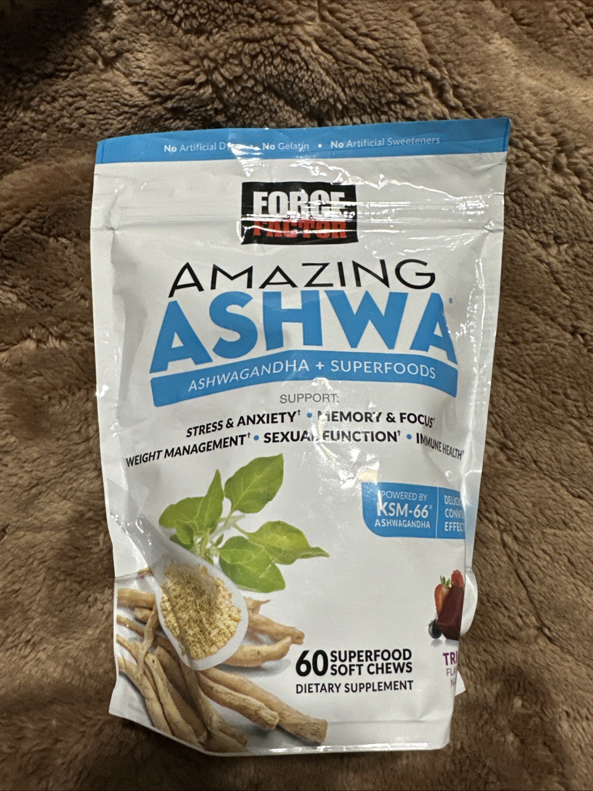 Force Factor Amazing Ashwa Soft Chews w/ KSM-66 Ashwagandha for Stress Support