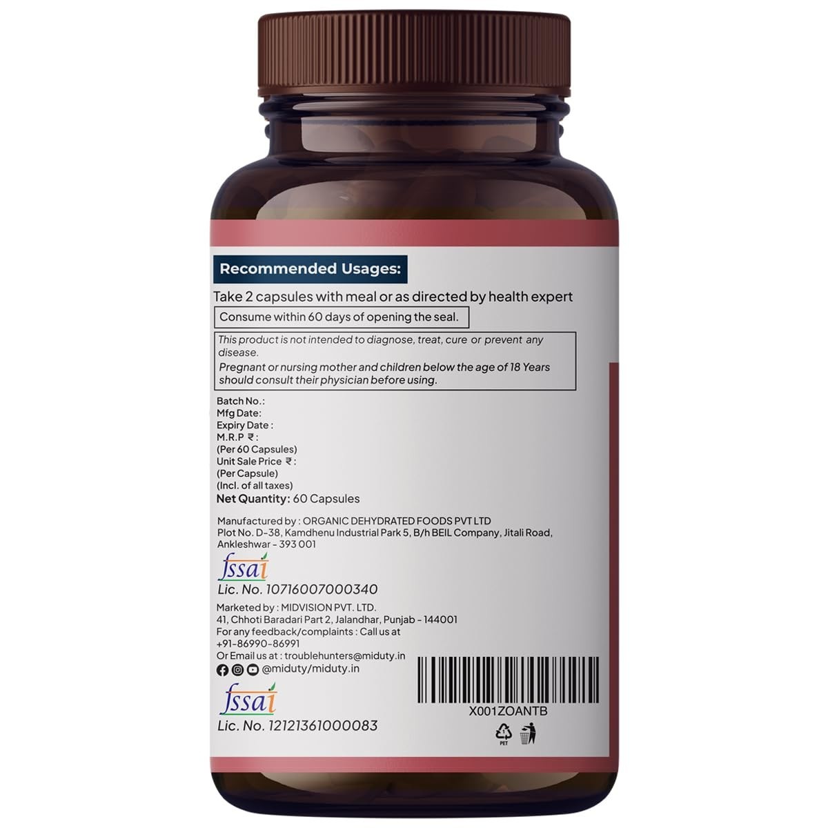 Blood Builder Anemia Supplement Hemoglobin Booster Non Constipating Iron 60 Caps