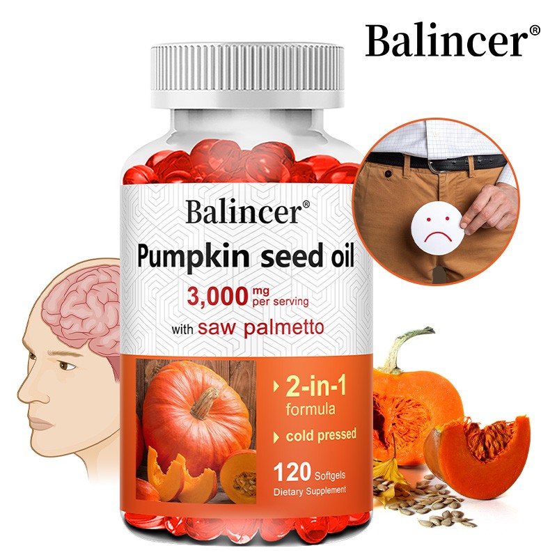 Pumpkin Seed Oil Softgels,3000mg Urinary Tract Brain Heart Wellness, 120 Count