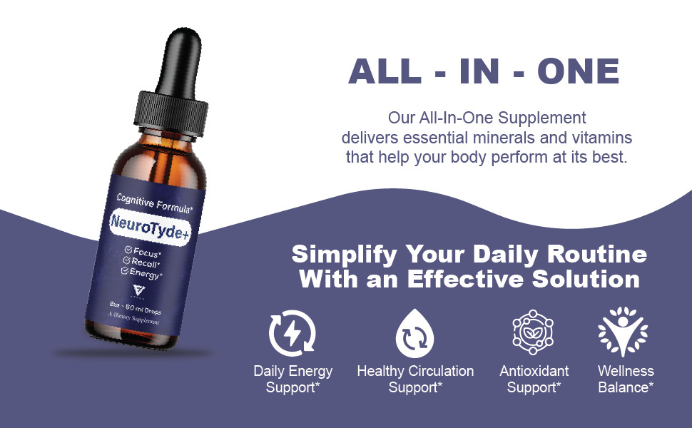 (5 Pack) NeuroTyde Nootropic Drops, NeuroTyde Brain Health Formula (10oz)