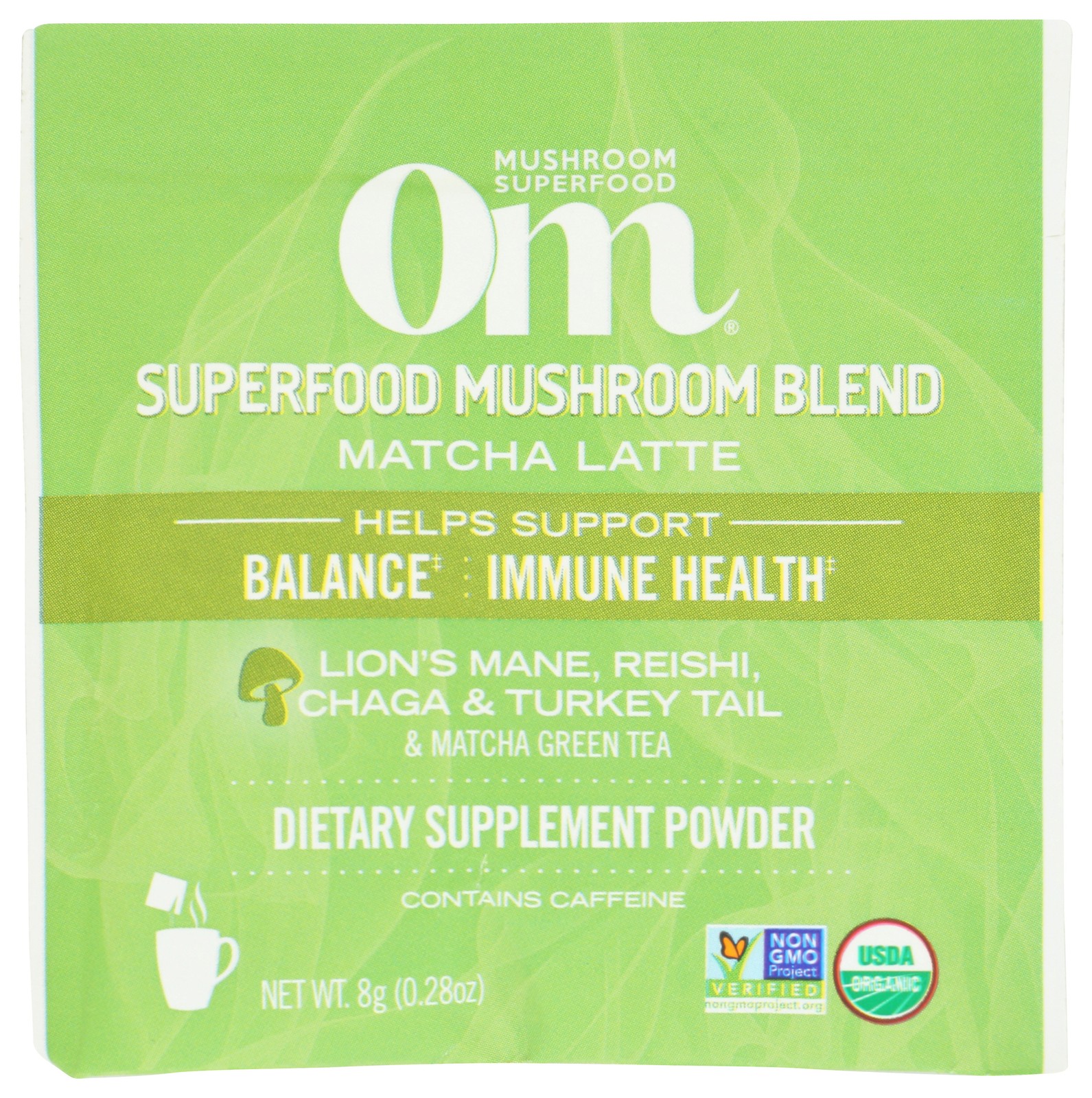 Om Matcha Latte Mushroom Supplement Powder Superfood Blend 21 Oz 10 Pack