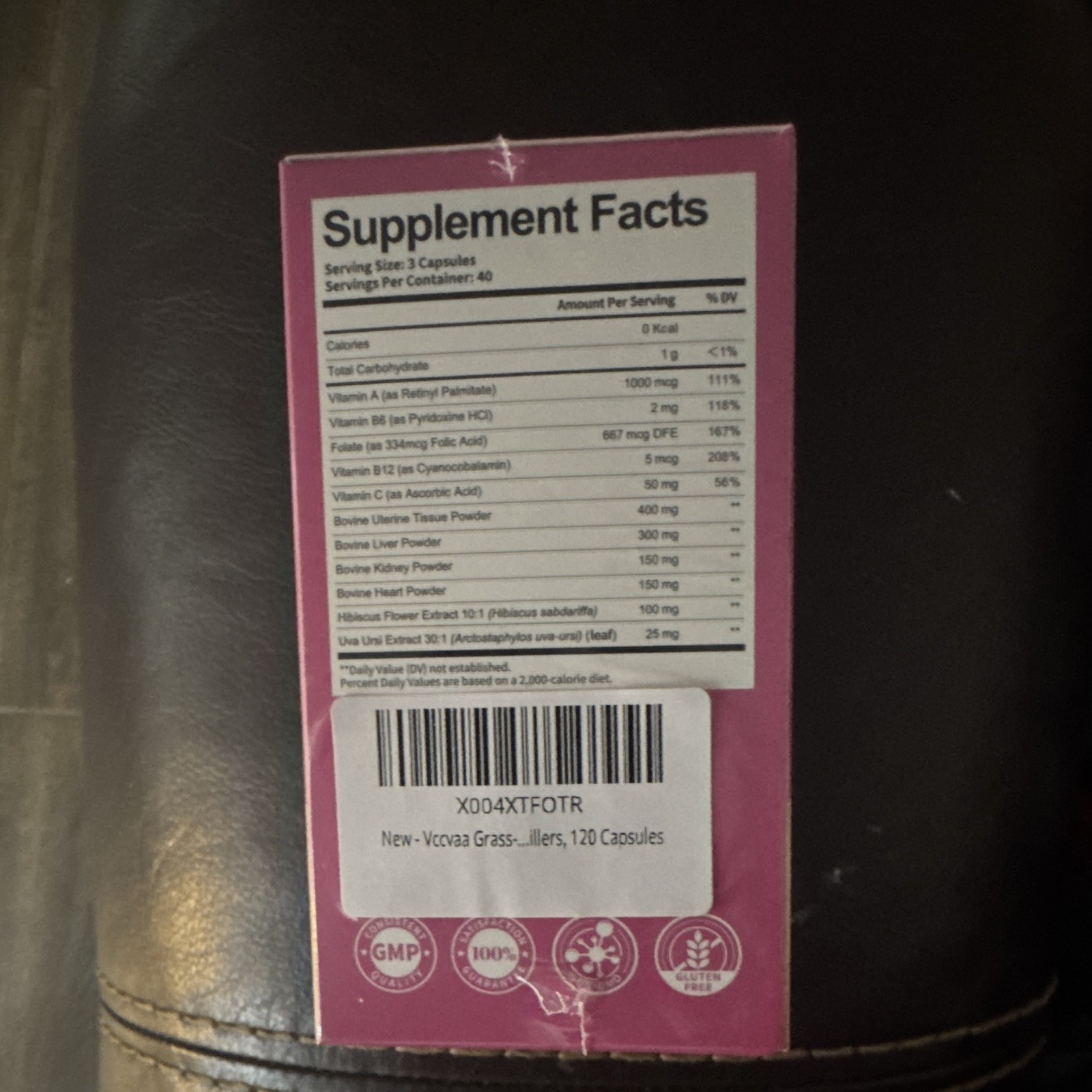 VCCVAA Grass-Fed Beef Organ Supplement for Women Energy Support, 120 Capsules