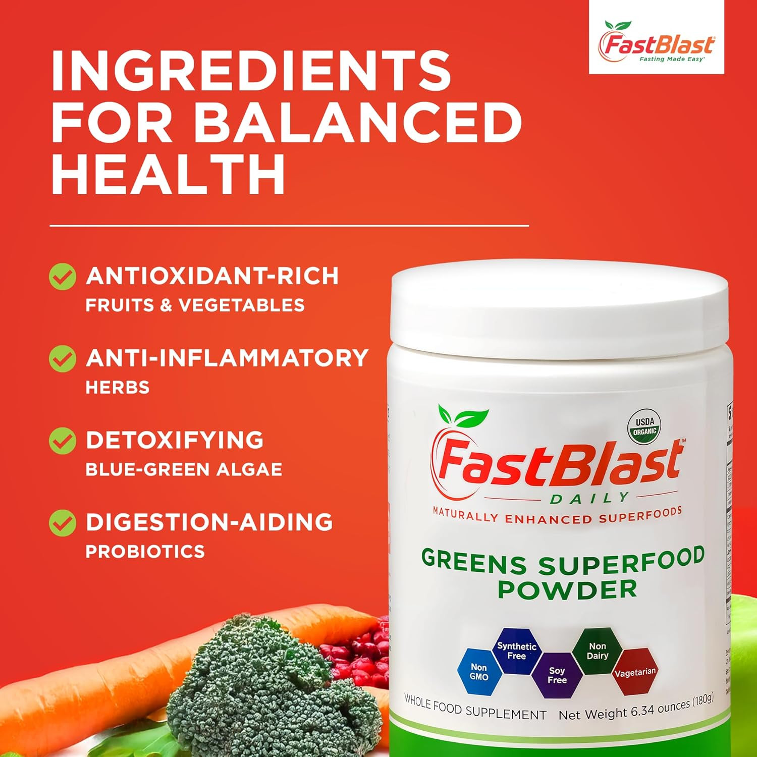 Organic Super Greens Powder with over 30 Superfoods, Daily Greens Supplements wi