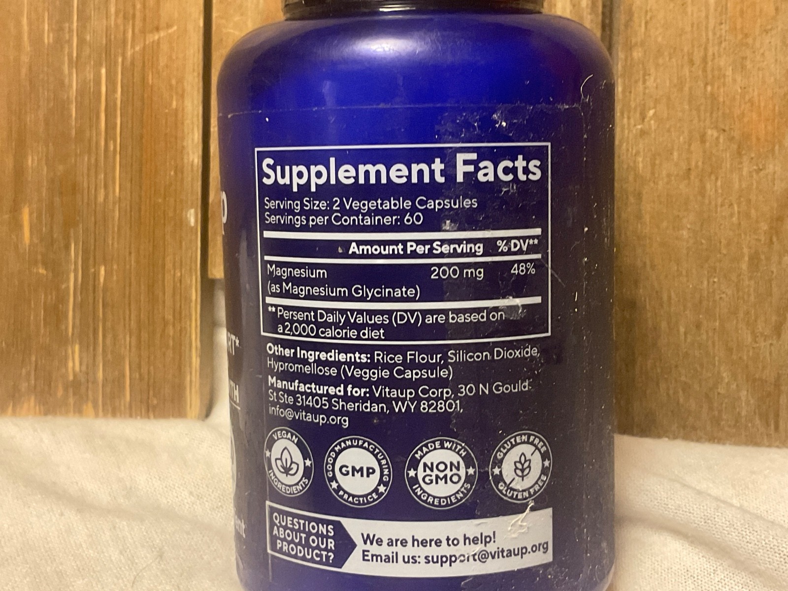 VitaUp Mg Magnesium Glycinate 200mg ~USA Made Chelated Magnesium 120 Capsules