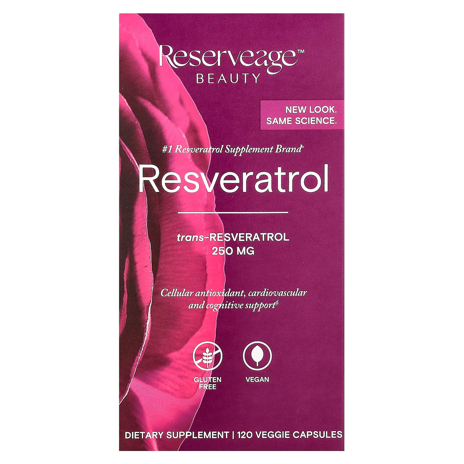 2 X Reserveage Beauty, Resveratrol, 120 Veggie Capsules