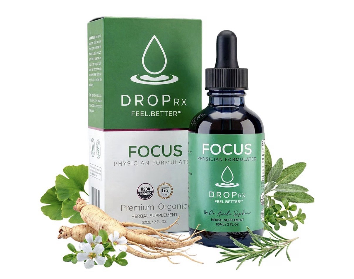 DropRx Focus Organic Herbal Supplement Drops Brain/Memory Support 2 fl oz