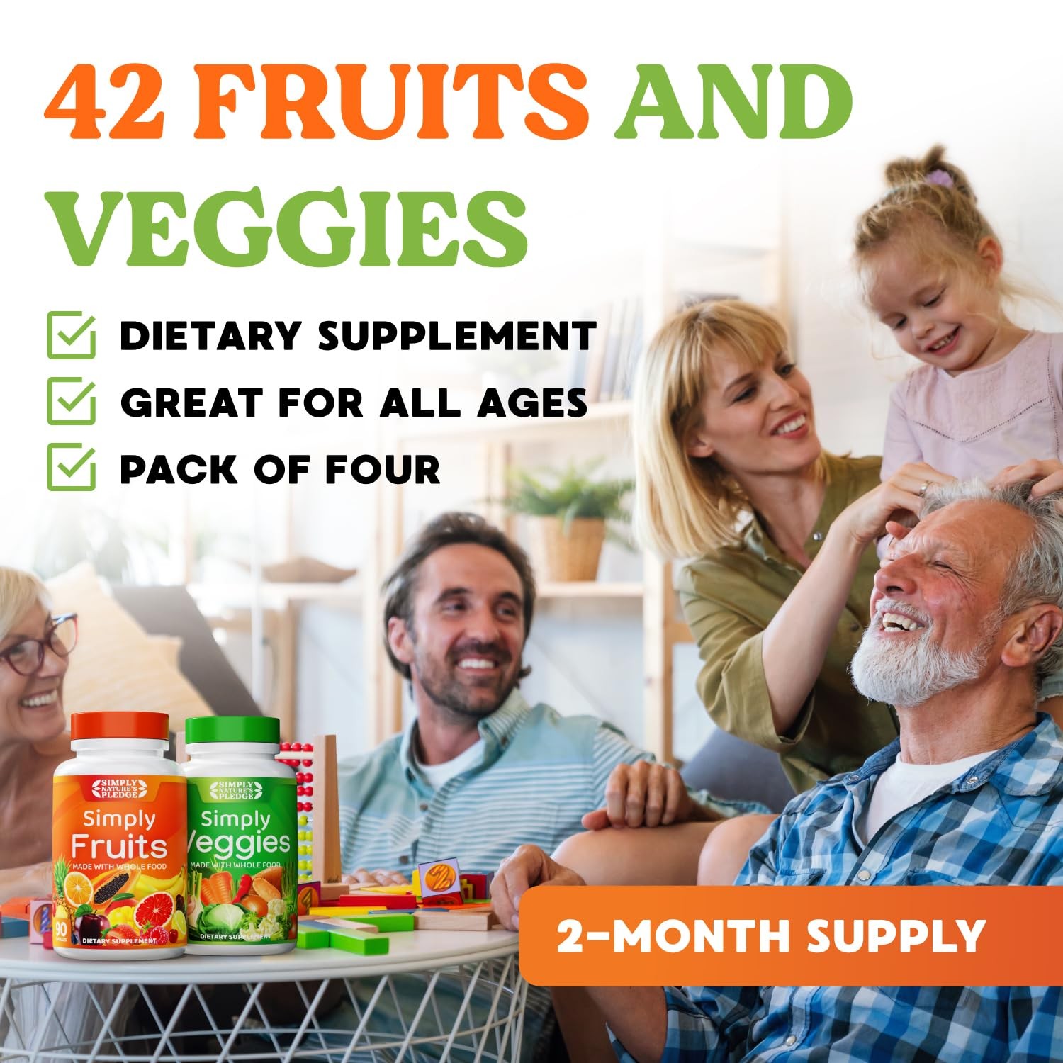 42 Fruits & Vegetables Supplement – 360 Capsules for Energy & Wellness Support