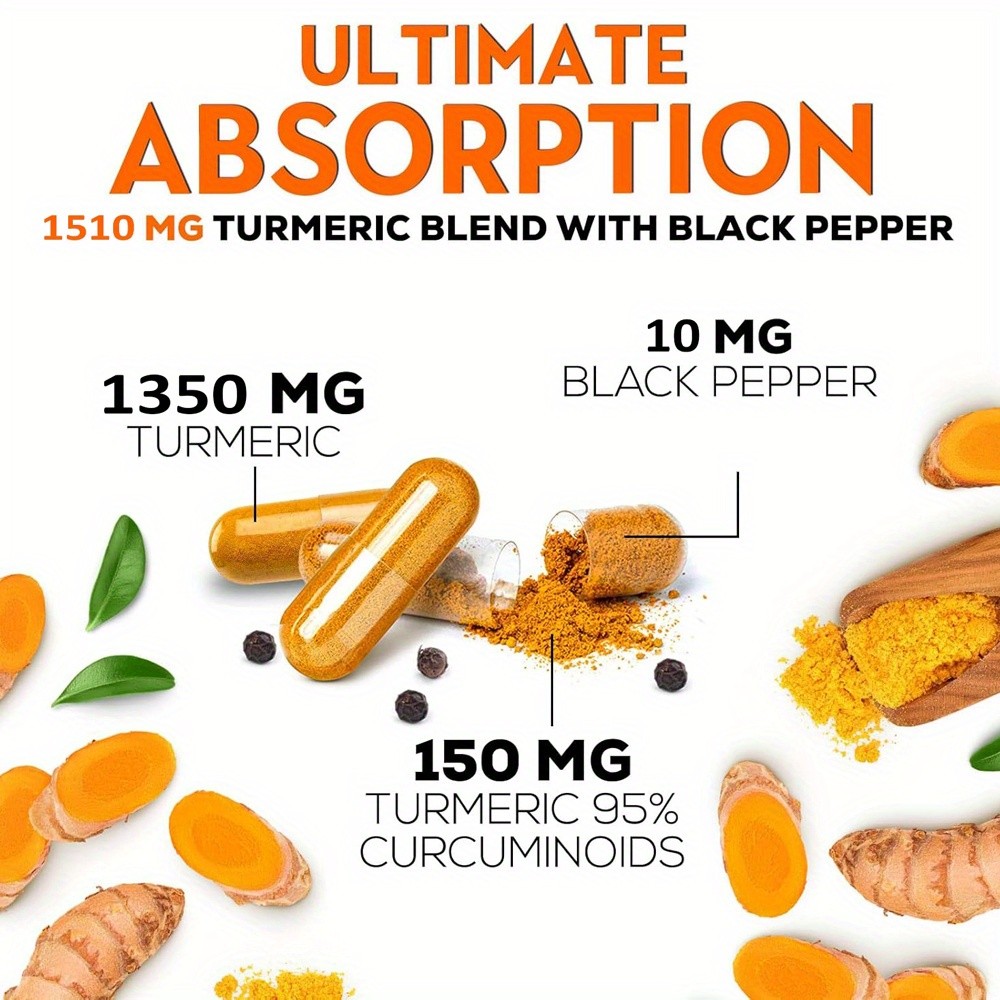 1/2/3packs Turmeric Curcumin Capsules, Supplement for Joint, Immune Support