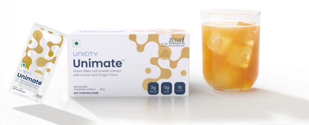 UNICITY Unimate Dietary Supplement Lemon Ginger Flavor Drink 30 Sachets