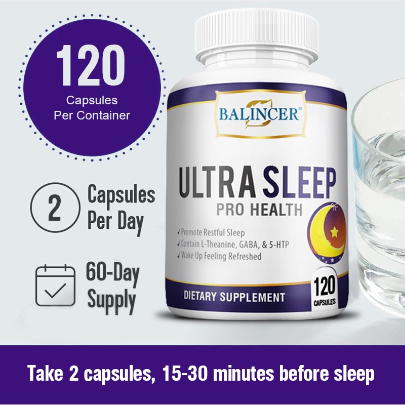 L-Theanine Supplement Balanced Mood Sleep Fall Asleep Quickly 120 Capsules