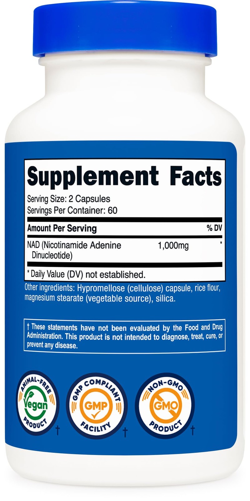 Nutricost NAD+ Supplement 1,000mg per Serving,120 120 Count (Pack of 1)