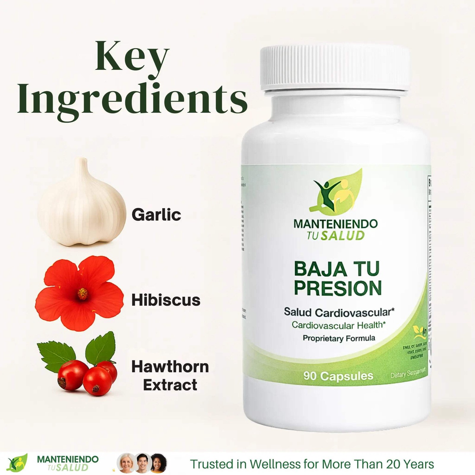 Manteniendo Tu Salud Baja Tu Presión, Hawthorn Extract, 90 Capsules