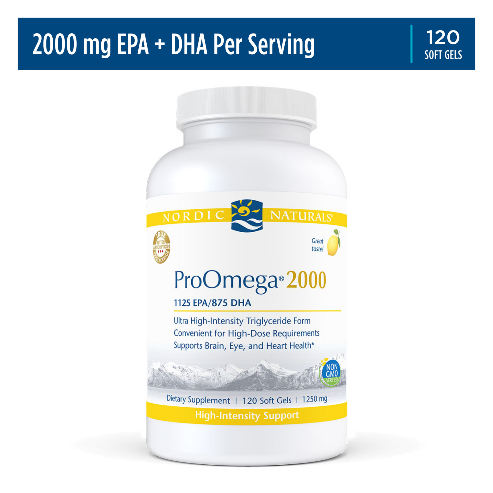 Nordic Naturals ProOmega 2000 – Extra Omegas for Heart and Brain Health, 120 Ct.